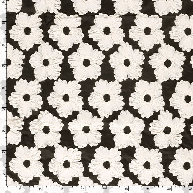 Cotton Poplin fabric Flowers Black
