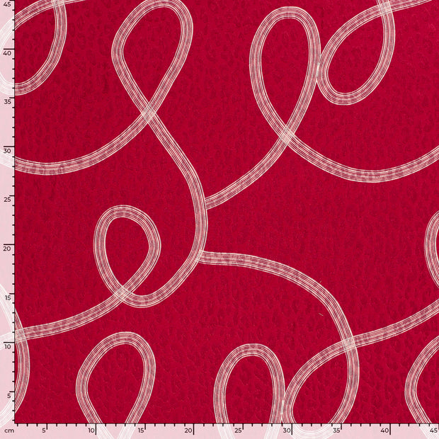 Satin Jacquard fabric Panther Dark Red