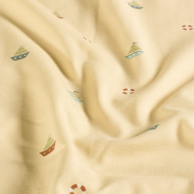 Jersey fabric Sailboats Beige