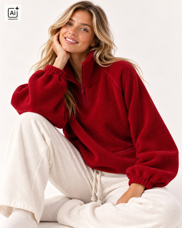 Fleece fabrik Uni Rot
