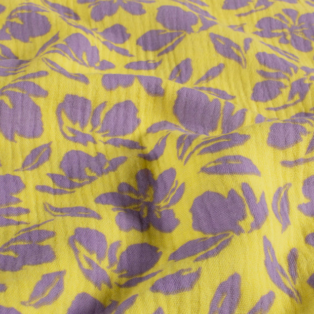 Muslin fabric Flowers Yellow