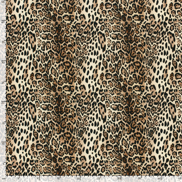 Polyester Jersey fabric Leopards Beige