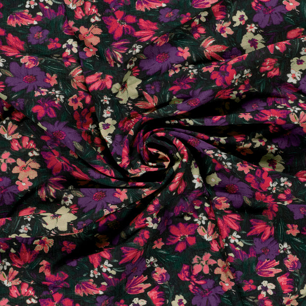 Viscose Nylon Ottoman fabric Fuchsia printed 
