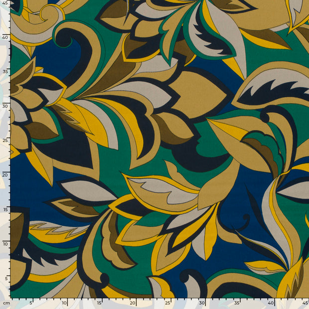 Satin Duchesse fabric Abstract Olive Green