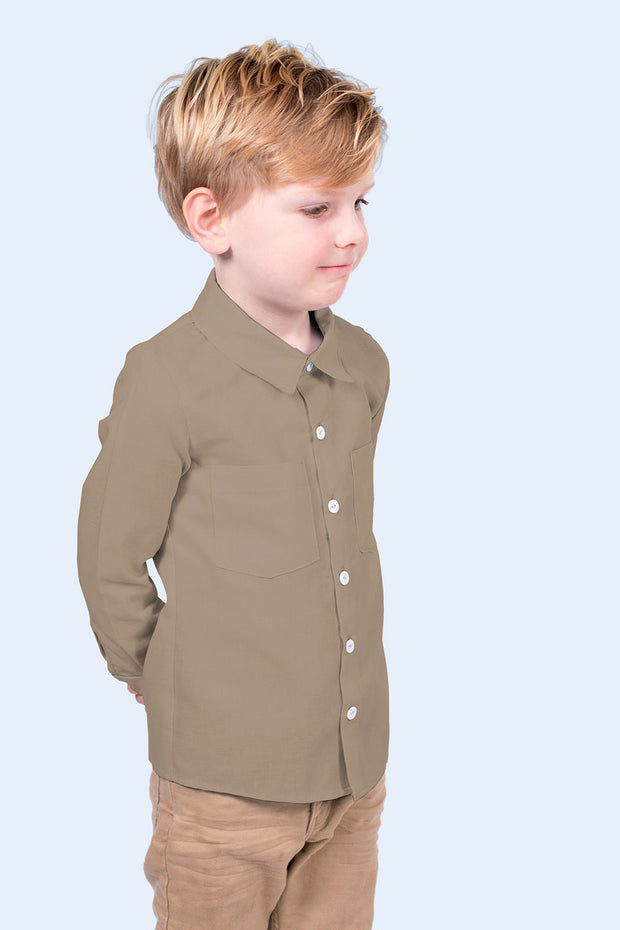 Katoen Poplin GOTS stof Effen Taupe grijs