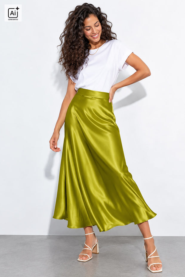Satin tissu Unicolore Vert