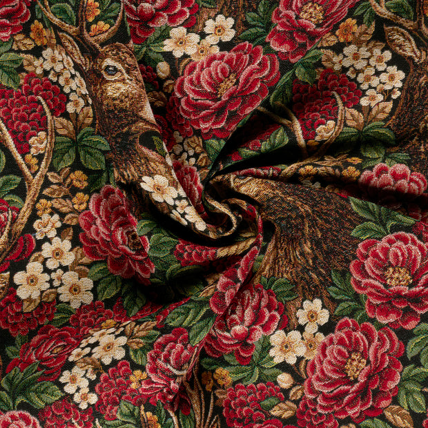 Gobelin stof Donker rood jacquard 