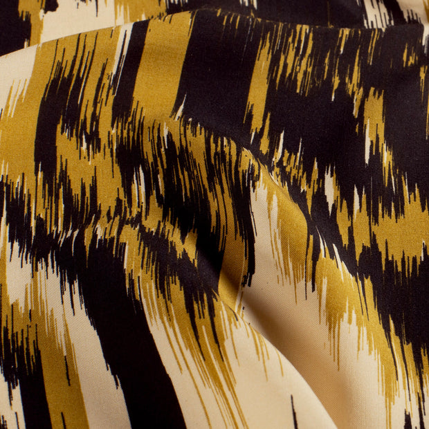 Viscose Poplin stof Bladeren Zwart