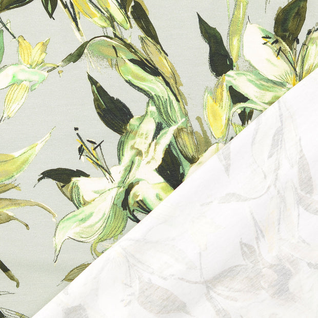 Cotton Jersey fabric Olive Green digital printed 