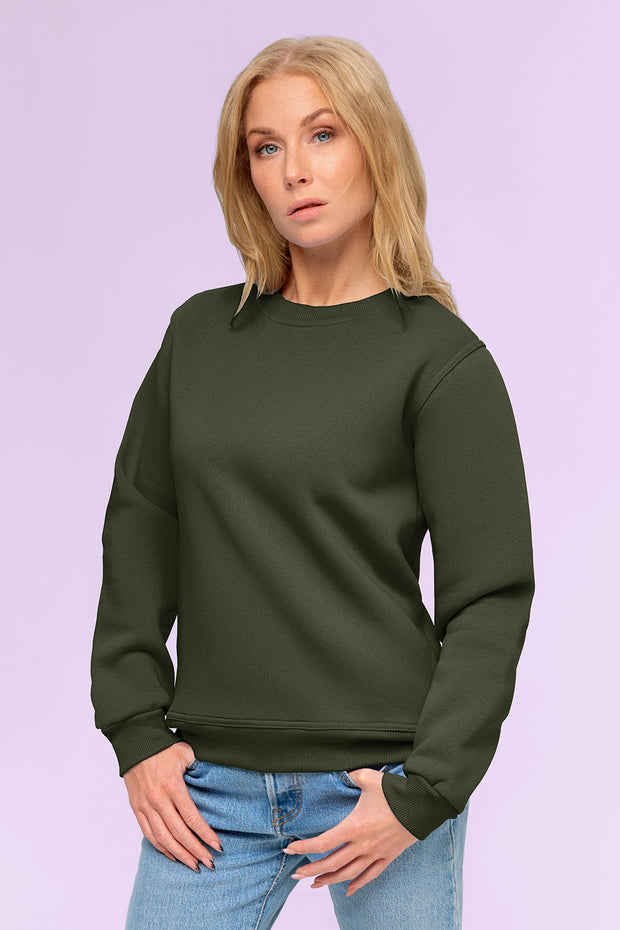 French Terry fabrik Uni Khaki-Grün