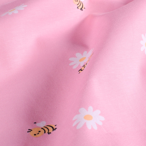 Jersey de Coton tissu abeilles Rose