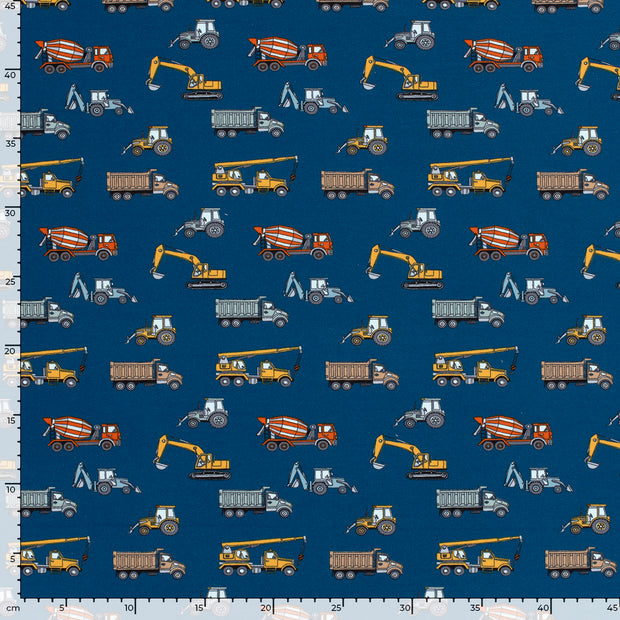 French Terry fabric Tractors Navy