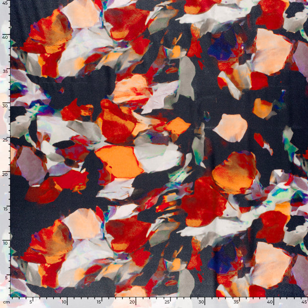 Satin fabric Abstract Navy