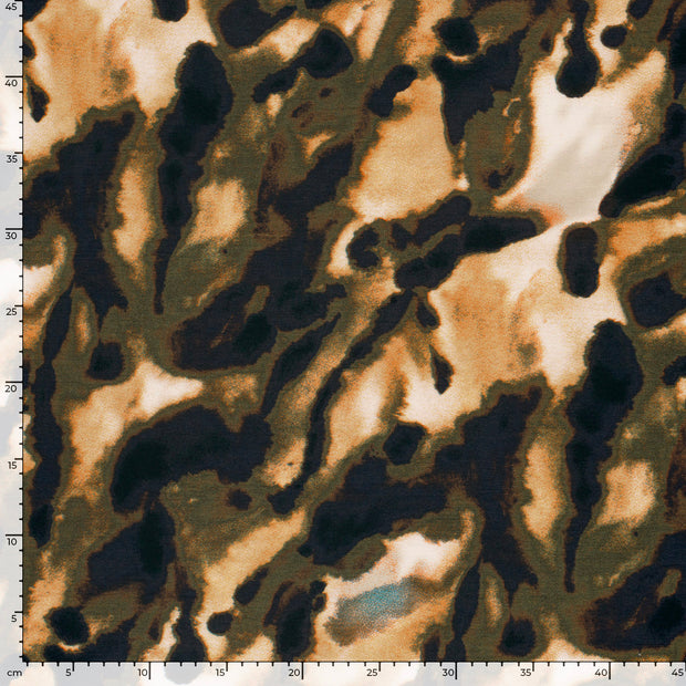 Viscose Nylon Crepe fabrik Blumen Khaki-Grün