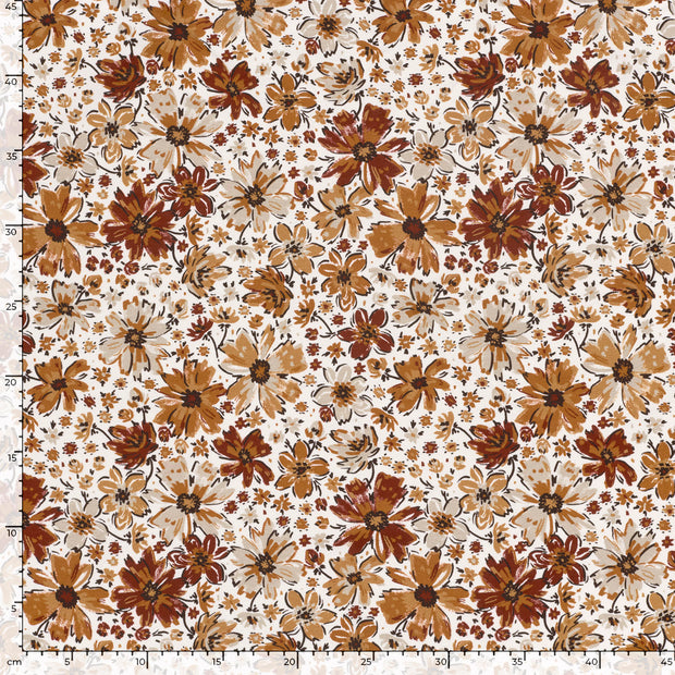 French Terry tissu fleurs Blanc cassé
