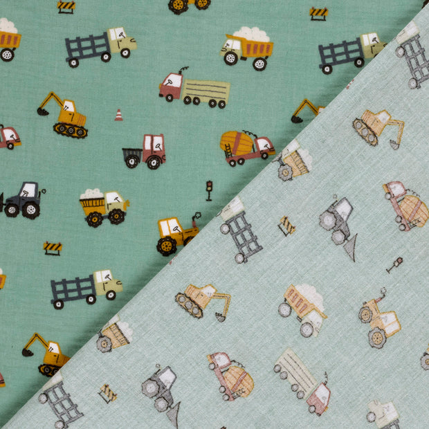 Muslin fabric Vehicles printed 