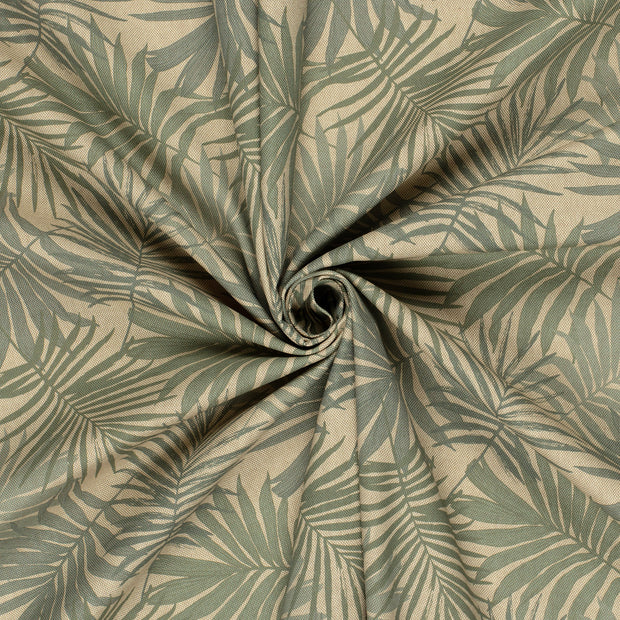 Linen Look fabric Olive Green digital printed 