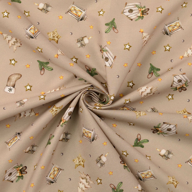 Katoen Poplin stof Beige 