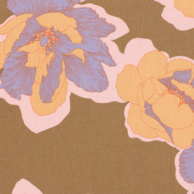 Borken Crepe tissu fleurs Gris taupe