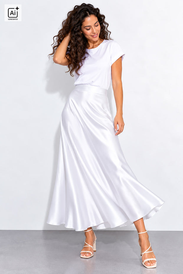 Satin fabric Unicolour White
