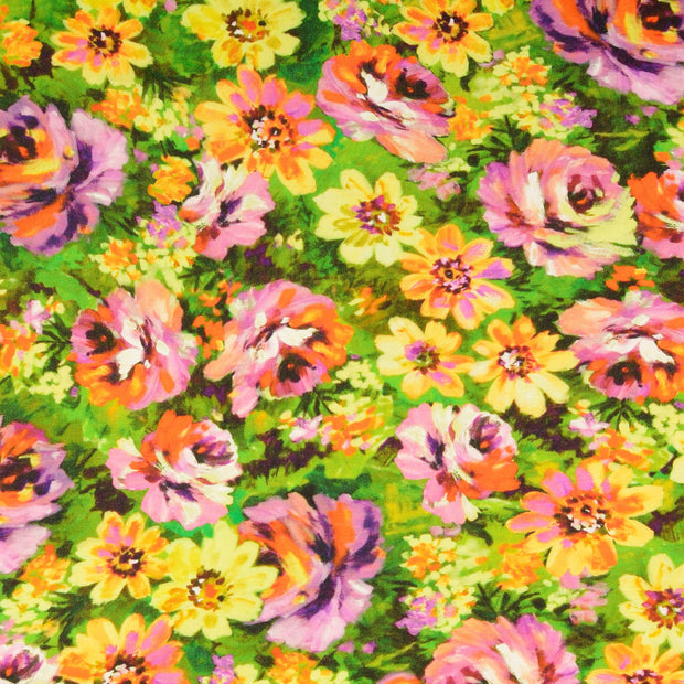 Viscose Satin fabrik Blumen Grün