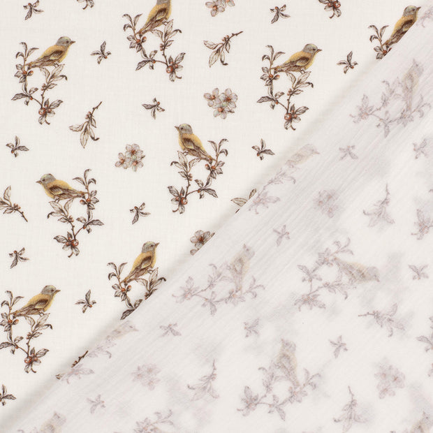 Muslin fabric Birds digital printed 