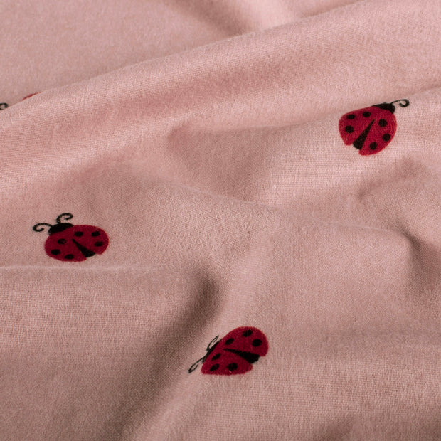 Flanelle tissu coccinelles Rose