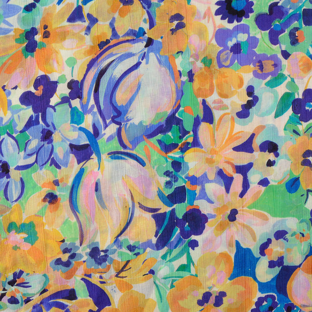 Viscose Poplin fabrik Blumen Hellblau