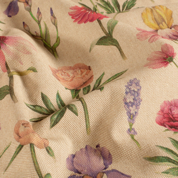 Linnenlook stof Bloemen Beige
