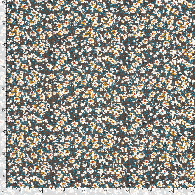 Borken Crepe fabric Flowers Taupe Grey