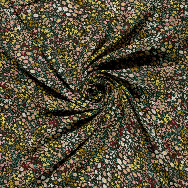 Viscosa Poplin tela Negro estampado 