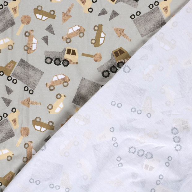 Jersey fabric Cars Grey