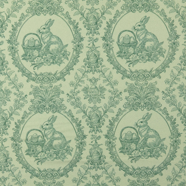Cretonne stof Bloemen Donker mint
