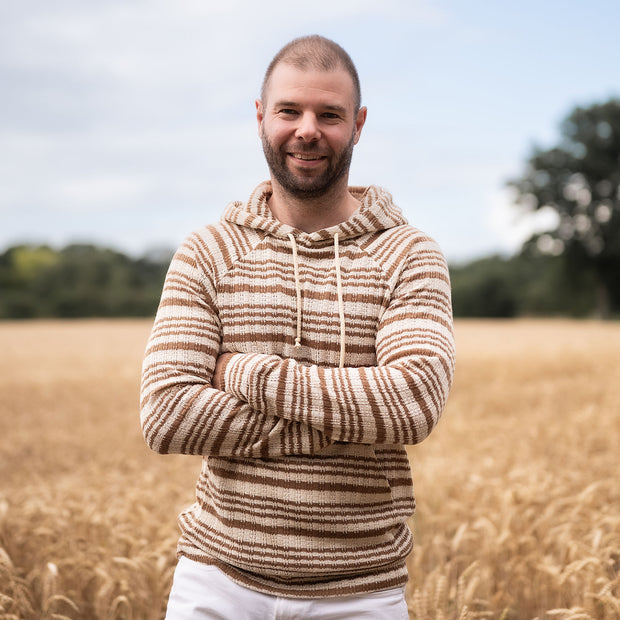 Heavy Knit fabrik Streifen Braun