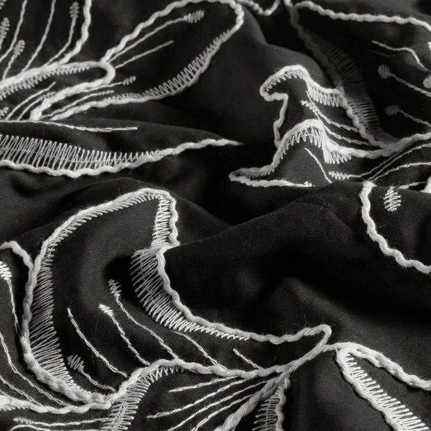 Voile fabric Flowers Black