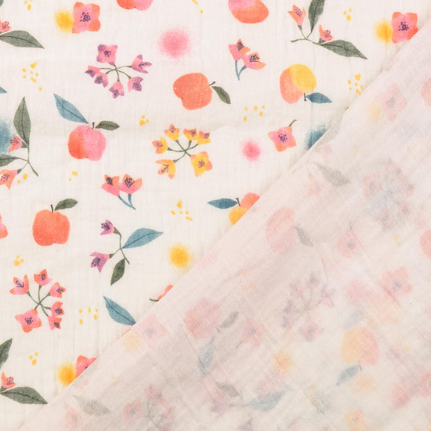 Muslin fabric White digital printed 