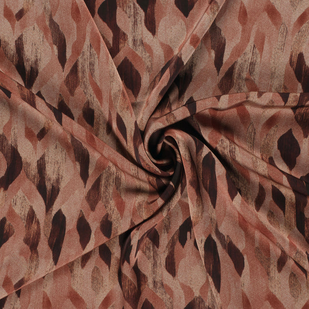 Satin Duchesse fabric Brique printed 