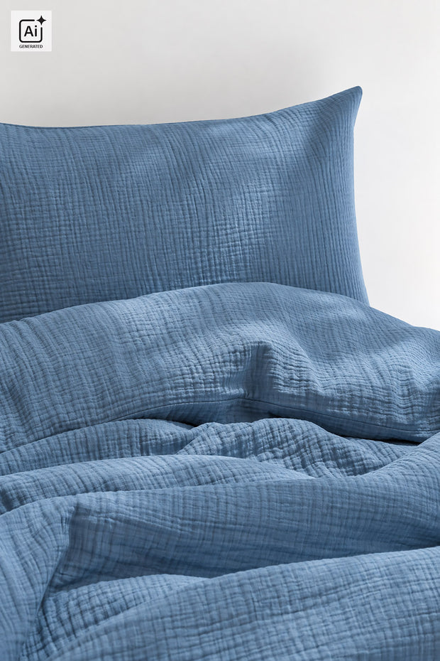Musselin extra breit fabrik Uni Indigoblau