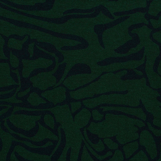 Poly Viscose Jersey fabric Abstract Dark Green