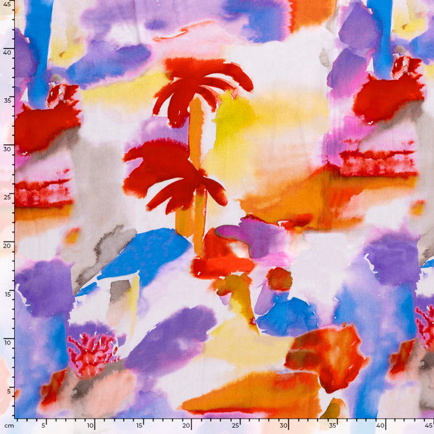 Viscose Satin fabric Abstract Salmon