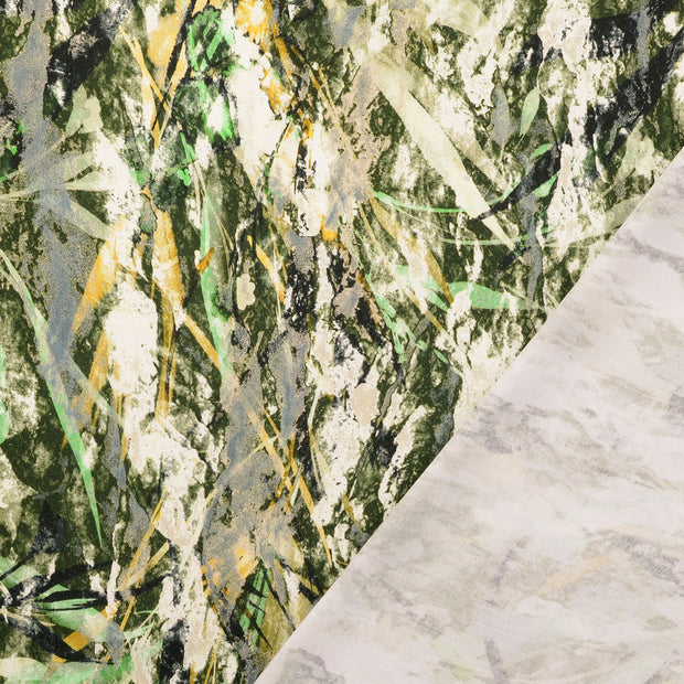 Viscose Satin tissu Vert Olive imprimé numérique 