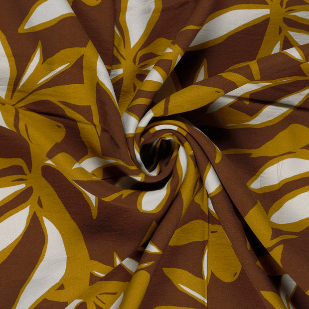 Viscose Nylon Crepe tela Marrón estampado 