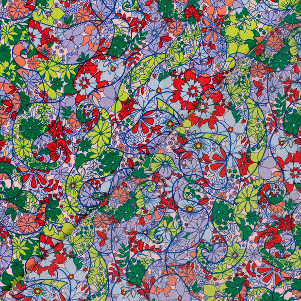 Polyester Bubble stof Bloemen bedrukt 