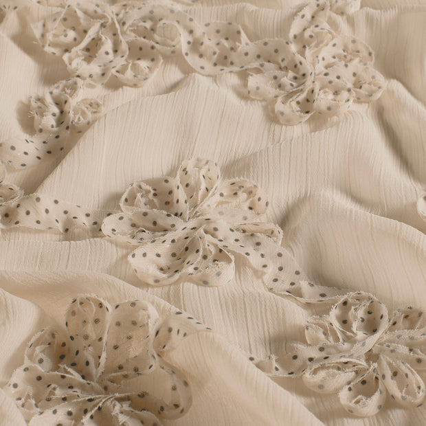 Chiffon fabric Flowers Beige