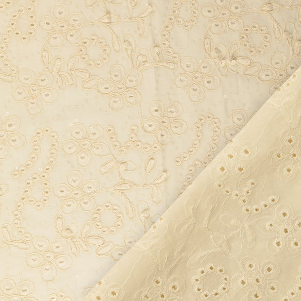 Cotton Poplin fabric Nude Sequins 