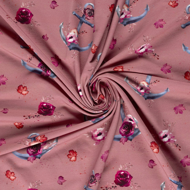 French Terry fabric Old Pink digital printed 