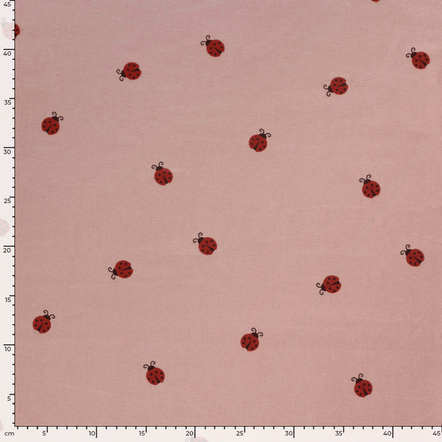 Flanelle tissu coccinelles Rose