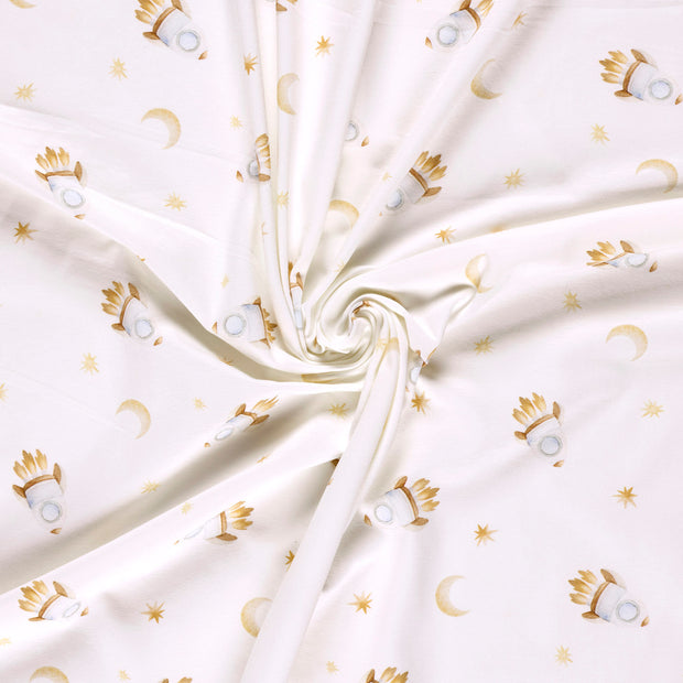 Cotton Jersey GOTS organic fabric Off White digital printed 