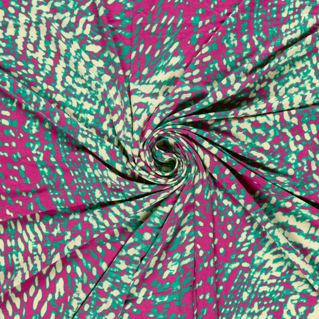 Viscose Vortex Jerséis tela Rosa estampado 
