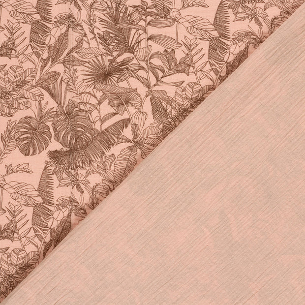 Double gaze tissu Rose imprimé 